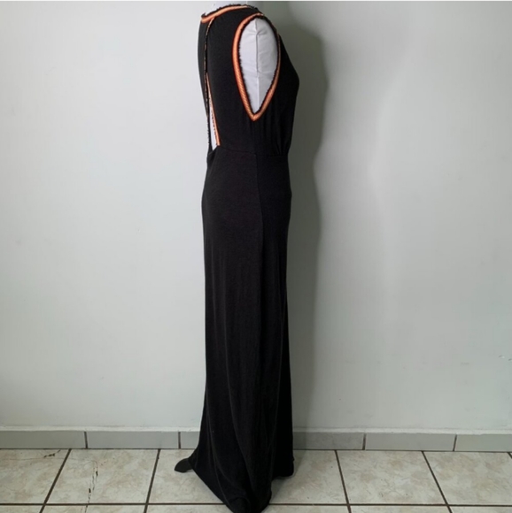 Free People Embroidered Black Sabrina Maxi Cut Out Dress Medium - Picture 13 of 16
